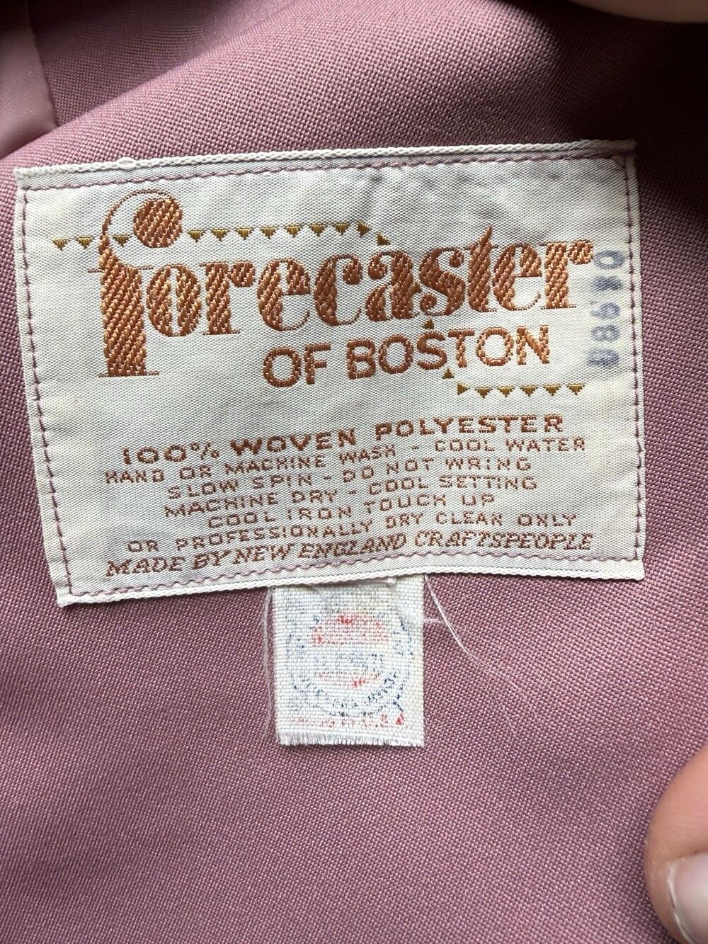 VTG 80s Forecaster Boston Trench Coat Women's M Pink Retro Woven Poly Raincoat - Picture 6 of 6